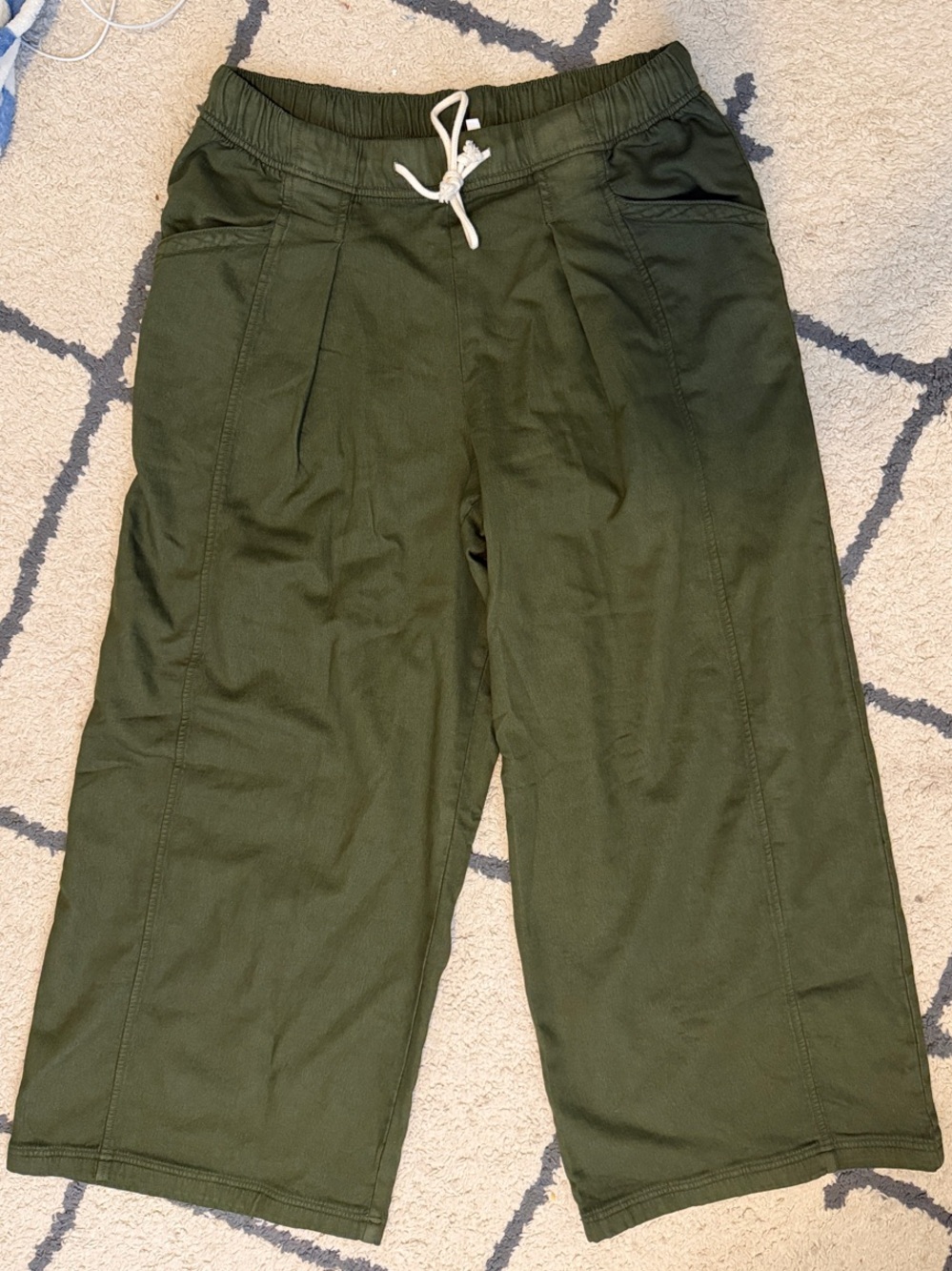Aerie Soft Landing Trouser Olive Fun Wide Leg Pants Size L